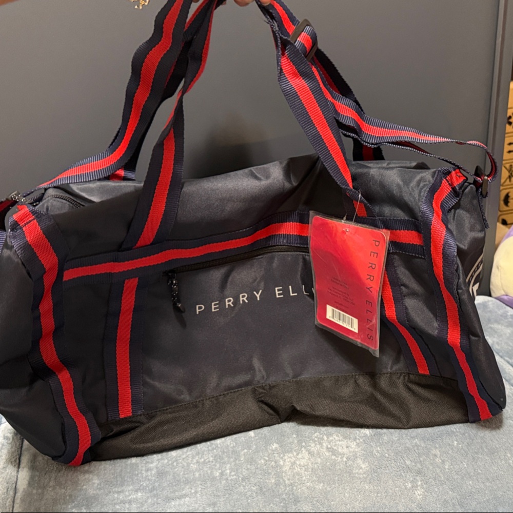 New Perry Ellis Blue Red Travel Duffle Bags